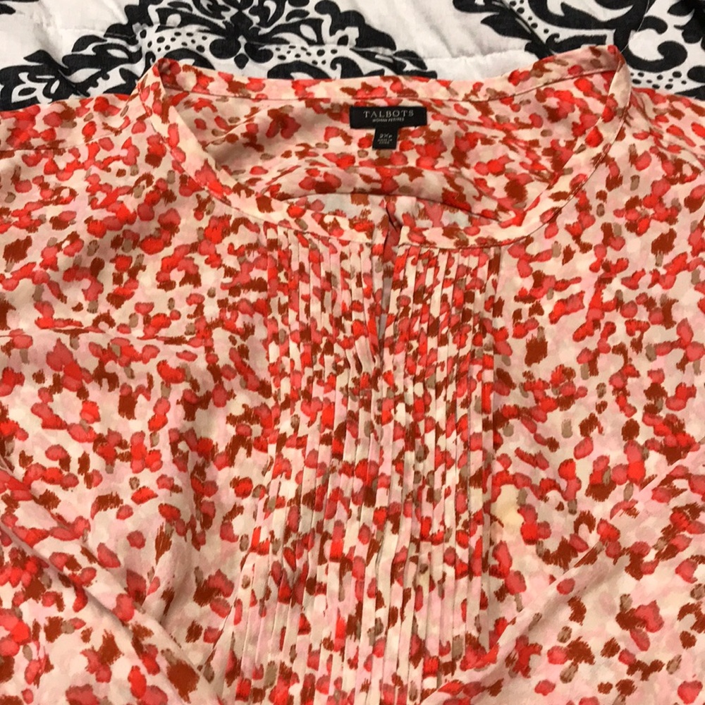 Talbots tunic in cream, pink, coral and rust